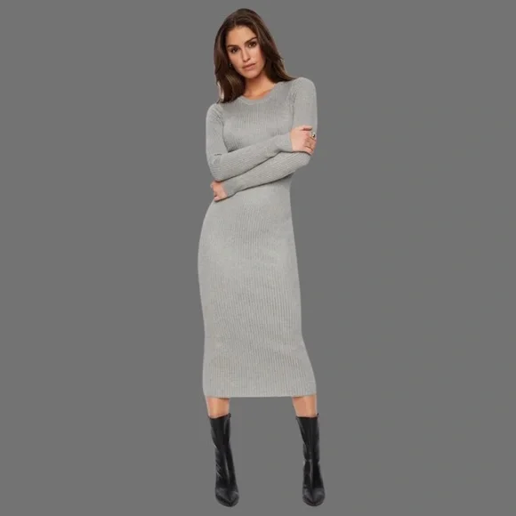 New York & Company Dresses | NY & Company Grey Ribbed Maxi Dress | Color: Gray | Size: L | Sproutscorner's Closet